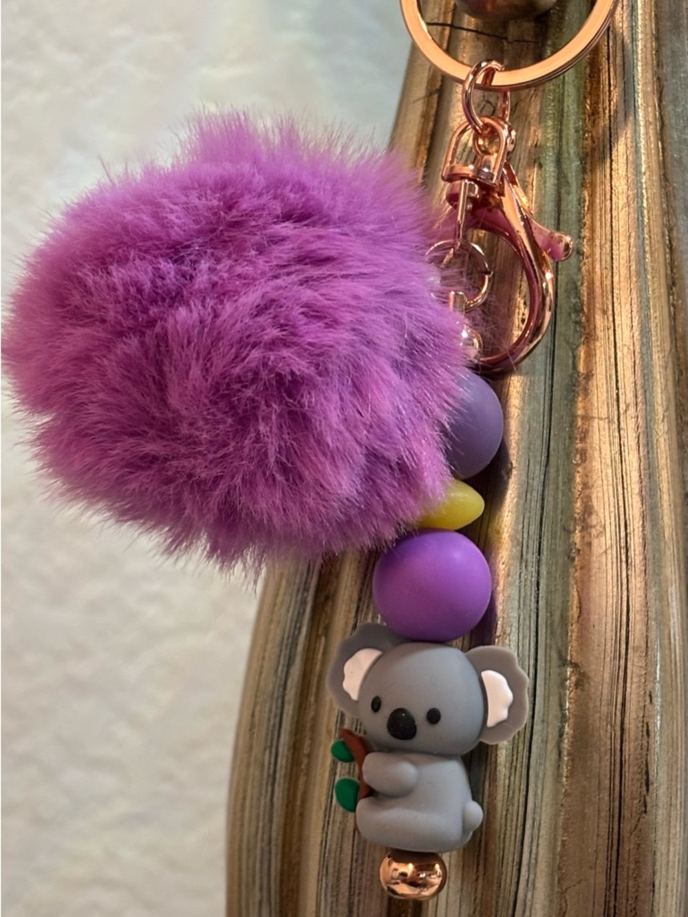 🐨 Purple Koala Pom Pom Keychain Charm 🐨💜